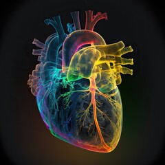 X-ray picture of LGBT heart, created with Generative AI technology - obrazy, fototapety, plakaty
