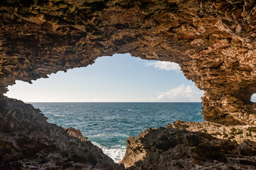 Animal Flower Cave in Barbados Island. Sightseeing Place.
