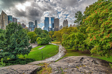 Gapstow Bridge in Central Park, summer early morning