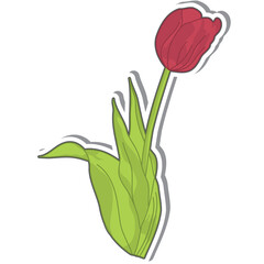 Aesthetic Cute Sticker Red Tulip Flowers Bullet Journal