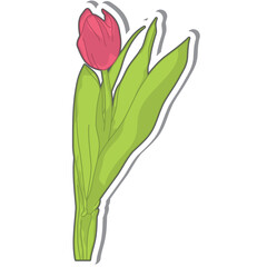 Aesthetic Cute Sticker Red Tulip Flowers Bullet Journal