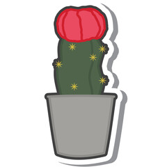 Aesthetic Cute Sticker Vintage Cactus Plants In Vase Bullet Journal