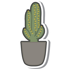 Aesthetic Cute Sticker Vintage Cactus Plants In Vase Bullet Journal
