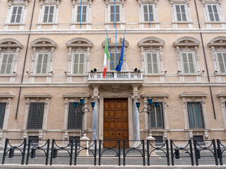 Roma, Italy. View of the facade of the Palazzo Madama seat of the Senate of the Italian Parliament