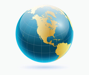 set of realistic earth globe glossy isolated.