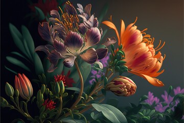 Oil Painting of Flowers petal Generated AI 