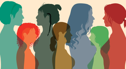A group of multicultural individuals express confidence. Achieving business goals and success. Confident and multi-ethnic group of  women. Partnering and trusting each other.