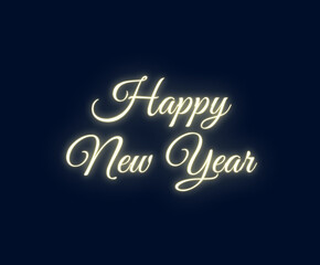Naklejka na ściany i meble Happy new year glowing golden text on dark background 