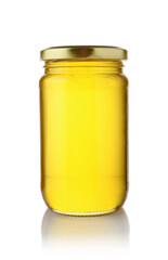 Glass jar of honey isolated.