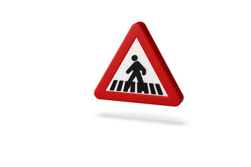 traffic sign, 3d render. Pedestrian crossing danger. highway traffic code