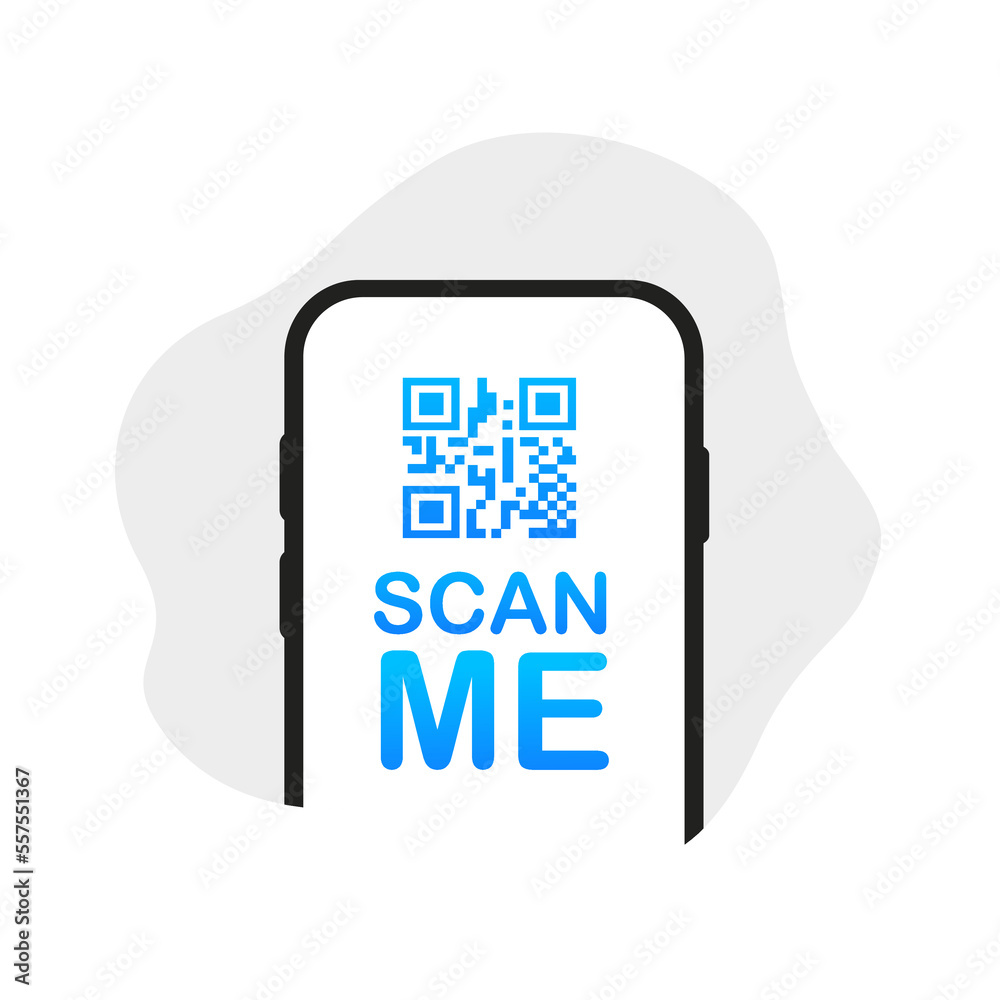 Poster qr code for smartphone. caption scan me with smartphone icon. qr code for mobile application, paymen