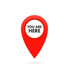You are here icons. Information bubble symbol of things. Map pointer with your location marker. Flat icon pointers. Vector illustration