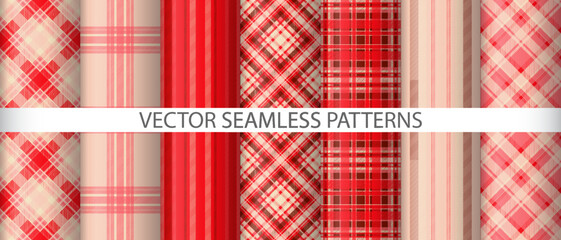Set check seamless vector. Tartan textile texture. Fabric background pattern plaid.
