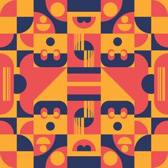 Blue Yellow Orange Abstract geometric pattern background Colorful, vector circle, triangle and square line color art design. suitable for wallpapers, pillows, shirts, pants