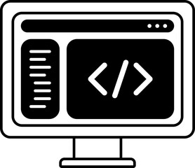 Display with coding bracket icon