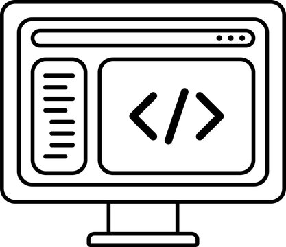 Display with coding bracket outline icon