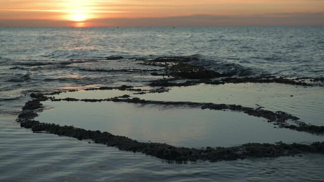 Sunrise at Cabo de Las Huertas, Mediterranean sea, Alicante, Spain - stock video