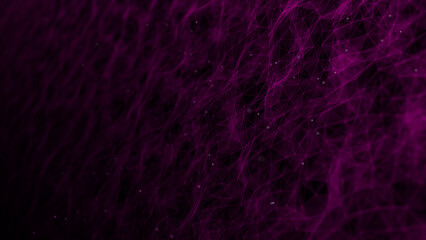 Futuristic wave with lines and dots. Abstract background with a dynamic wave. Particle placement with hanging dots in space. Large data background. 3d rendering.