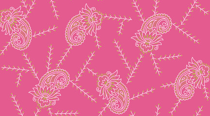 Seamless Gold Foil paisley Design with Background