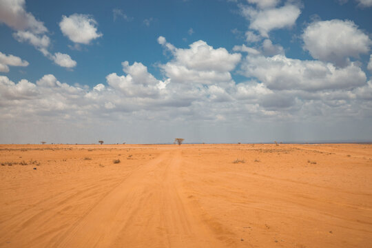 The vast empty landscapes of Chalbi Desert in Marsabit County, Kenya