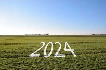 2024 Fröhliches Neues Jahr Acker, Rasen auf dem Land, Neues Jahr, Pläne für das neue Jahr 2024