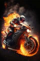 Obraz na płótnie Canvas A motorcycle on fire. Ai Generative