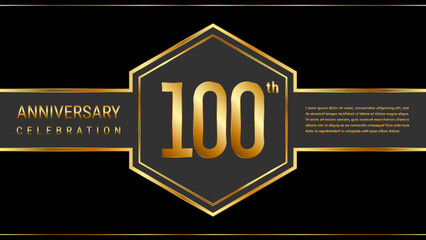 100 year anniversary template design with golden text. Vector Template Illustration