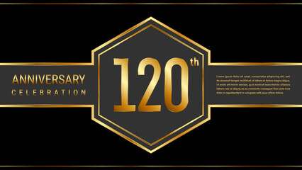 120 year anniversary template design with golden text. Vector Template Illustration