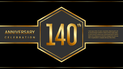 140 year anniversary template design with golden text. Vector Template Illustration