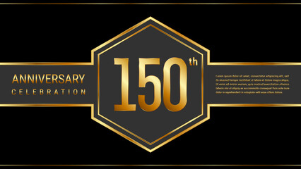 150 year anniversary template design with golden text. Vector Template Illustration