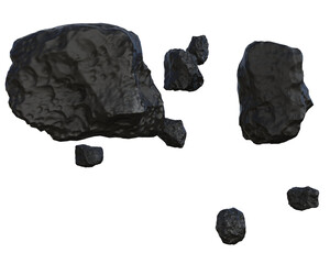 Obraz premium Meteoriten Gruppe, Meteoritenschauer, transparenter Hintergrund, png