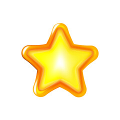 Caramel gold Star, glossy icon. Cartoon style object isolated. Cute design for ui, app, interface, game development. Vector