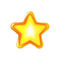 Caramel gold Star, glossy icon. Cartoon style object isolated. Cute design for ui, app, interface, game development. Png