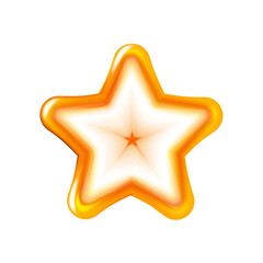 Caramel gold Star, glossy icon. Cartoon style object isolated. Cute design for ui, app, interface, game development. Png