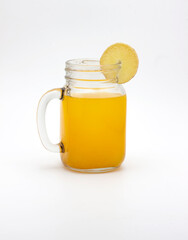 Glass of orange juice isolated on white background