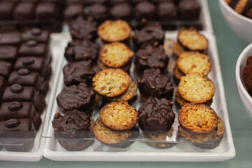 Delicious sweet pastry, cake, cookies for a festive Christmas table