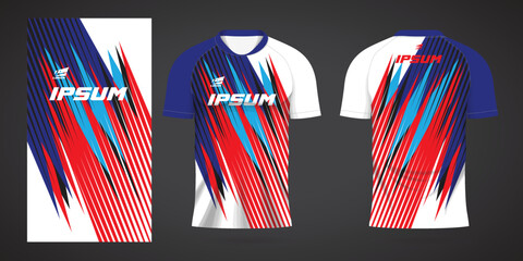 blue red black white shirt sports jersey template for team uniforms and Soccer
