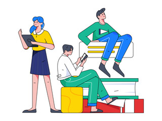 Education study vector flat character illustration
