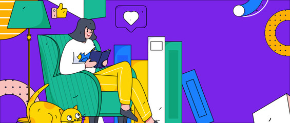 Education study vector flat character illustration
