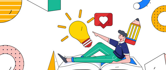 Education study vector flat character illustration
