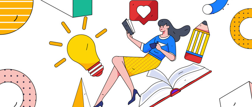 Education study vector flat character illustration
