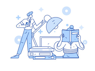 Education study vector flat character illustration
