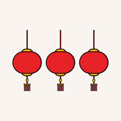 Red Chinese traditional lantern icon. Isolated vector concept icon. flat cartoon style