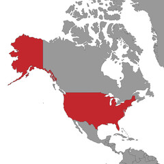 USA on world map.Vector illustration.