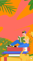 Obraz na płótnie Canvas Reading characters flat vector illustration 