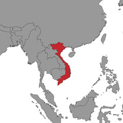 Vietnam on world map. Vector illustration.