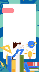 Reading characters flat vector illustration
