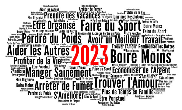 R&eacute;solutions 2023 nuage de mots concept 