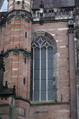 Amsterdam Nieuwe Kerk Church Exterior Close Up with Brickwork and Window, Netherlands