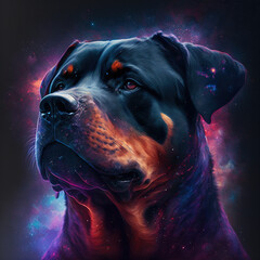 Rottweiler Dog in Space - Generative AI - obrazy, fototapety, plakaty